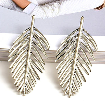 Metal Leaf Drop Earrings - SunsetFashionLA